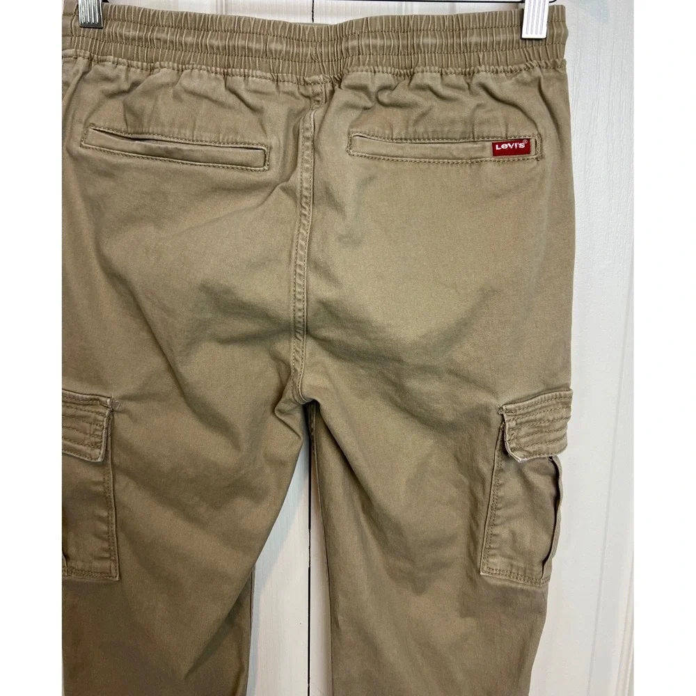 Levis Cargo Pants Boys Size 16 Khaki Elastic Waist Drawstring H972-Y16 Twill G17
